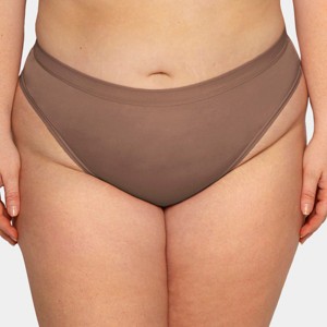 Curvy Couture Women's Plus Size Silky Smooth High Cut Thong Panty - 1 of 4