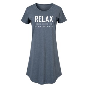 Women's - Instant Message - Relax Lake Time Graphic T-shirt Dress - 1 of 4