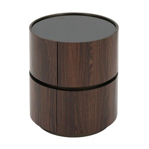 Round Nightstand End Table Sofa Side Table Accent Table with 2 Drawers - ModernLuxe - 1 of 4