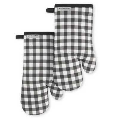 Kitchenaid 2pk Cotton Albany Mini Oven Mitts Black : Target