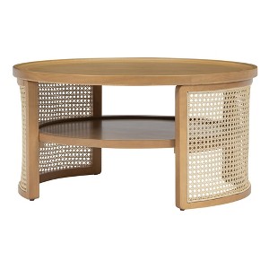 NicBex 31.3 Inch Round Rattan Coffee Table with Storage Shelf for Living Room,Bedroom - 1 of 4
