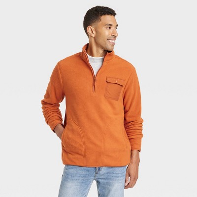 Men's Quarter-zip Fleece Sweatshirt - Goodfellow & Co™ Rust L : Target