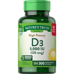 Nature's Truth Vitamin D3 5000 IU | 300 Softgels - 1 of 4