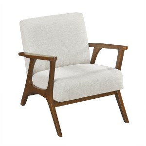 Chenille Upholstered Accent Armchair with Plush Seat Cushion and Chestnut Finish Frame - 1 of 4