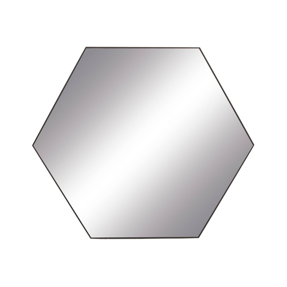 Photos - Wall Mirror Contemporary Wood Hexagon  Gray - Olivia & May