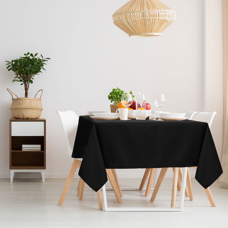 55"x55" Square Polyester Stain Resistant Solid Tablecloths Black - PiccoCasa, 2 of 5