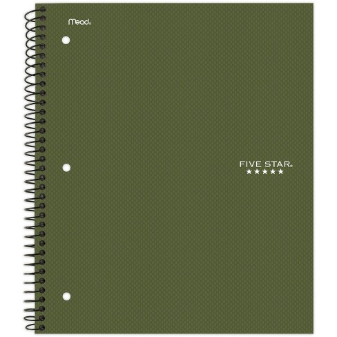 Spiral Notebook 3 Subject College Ruled Feature Rich Olive Five Star Target