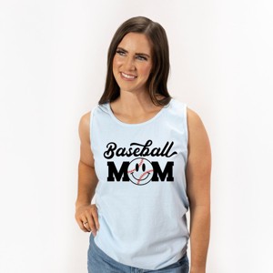 Simply Sage Market Baseball Mom Smiley Face Garment Dyed Tank - 1 of 3