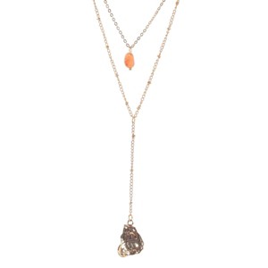 Slickblue Women's Necklace, Gold Belcher Chain with Agate Stone and Textured Pendants, Stylish and Trendy, 15"-17.5" - 1 of 3