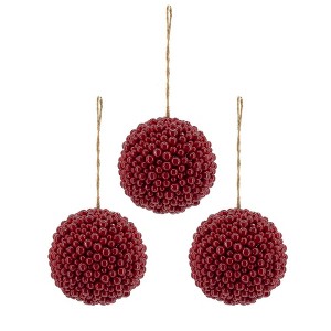 NAYSAYE Party Decoration and Accessories Set of 3 Red Berry Ball Hanging Ornament for Holiday and Christmas, Red, 6.5"*6.5"*0.3" - 1 of 4