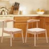 FONTOI Woven Accent Stools Set of 2, Armchair Upholstered Chair with Wood Legs for Kitchen Living Room, White, 22"*22.8"*30.3" - 4 of 4