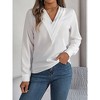 Womens Dressy Tops Long Sleeve Shirts Gather Cuffed Sleeve Elegant V Neck Blouse Business Office Tops Womens Wear To Work Outfits - 2 of 4