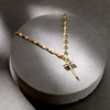 Ross-Simons Italian 18kt Gold Over Sterling Cross and Mirror-Link Chain Necklace - 3 of 4