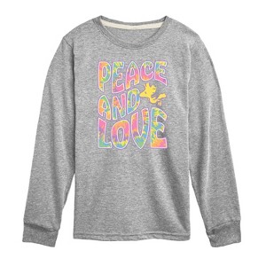 Boys' - Peanuts - Peace & Love Woodstock Long Sleeve Graphic T-Shirt - 1 of 4