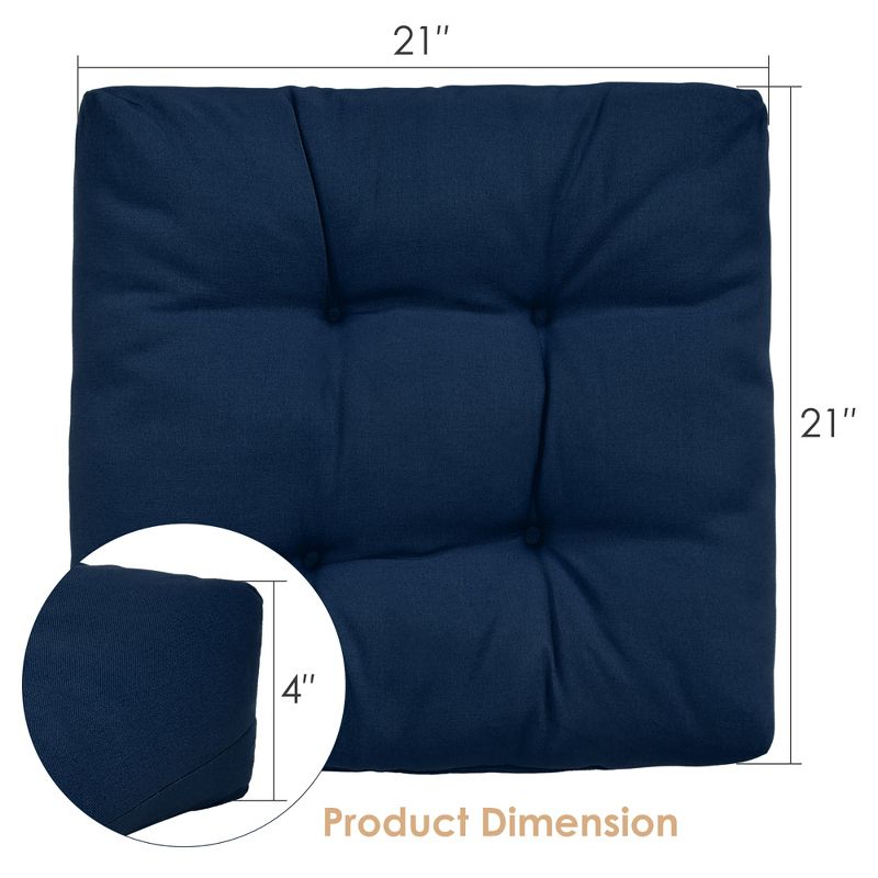 Costway 2PCS 21'' x 21'' Patio Chair Seat Cushion Pads Indoor/Outdoor Navy\Turquoise, 2 of 11