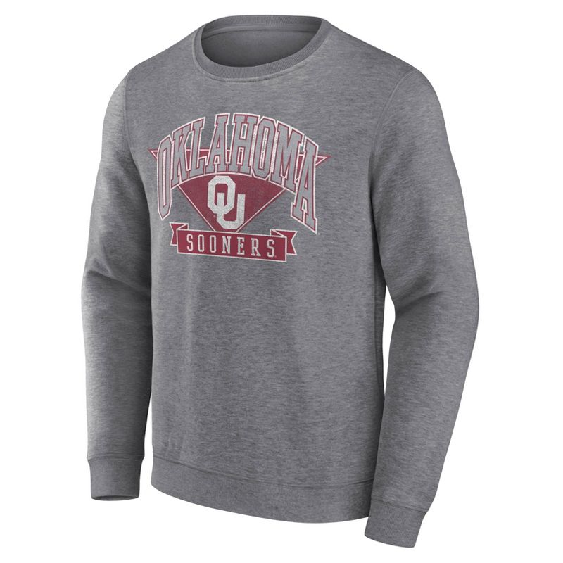 NCAA Oklahoma Sooners Men&#39;s Gray Crew Neck Fleece Sweatshirt, 2 of 4