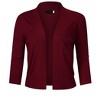 Women's 3/4 Sleeve Open Front Cropped Cardigan Sweater Lightweight Knit Short Bolero Shrugs - 2 of 4