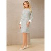 INSPIRE CHIC Women's Tweed Round Neck Formal Work Long Sleeve Sheath Dresses - 3 of 4