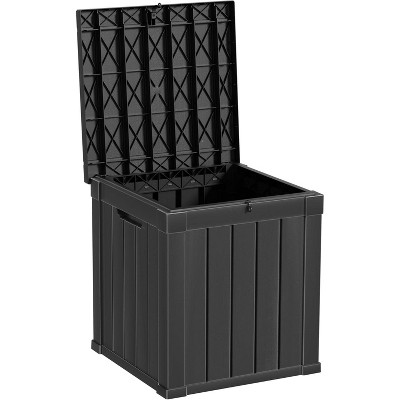 OBOKATA 50 Gallon lockable waterproof outdoor storage box, suitable for seating terrace furniture or storing tools, swimming pool accessories,Black