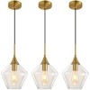 POWLIG 9" Adjustable Pendant Light Set of 3 - Modern Glass Shade Chandelier for Kitchen Island, Dining Room or Entryway - 3 of 4