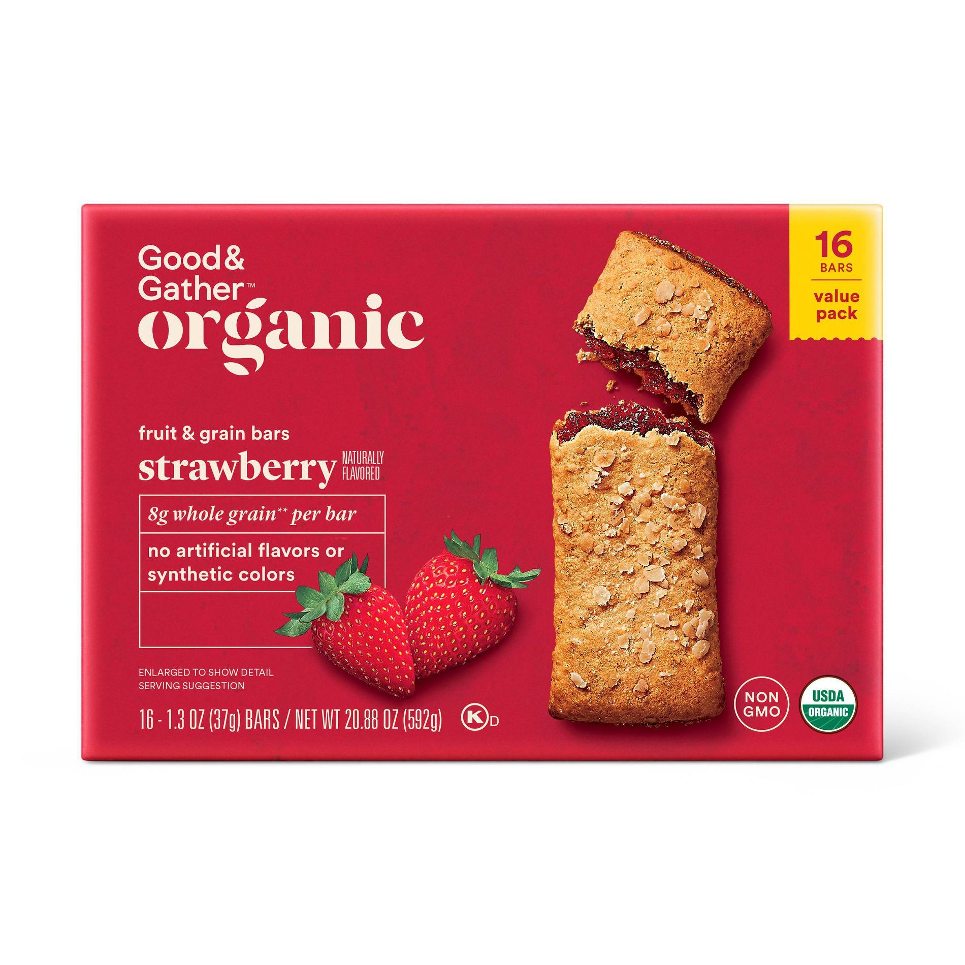 Organic Strawberry Fruit & Grain Snack Bars Value Pack - 20.8oz/16ct - Good & Gather™