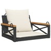 vidaXL Swing Bench with Cushions Black 24.8"x24.4"x15.7" Poly Rattan - 2 of 4
