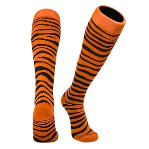Mk Socks Tiger, Zebra, Cat Stripes Long Baseball, Football, Soccer Socks - Orange Black - 1 of 3
