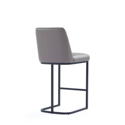 Gray Leatherette and Metal Counter Height Barstools, Set of 3