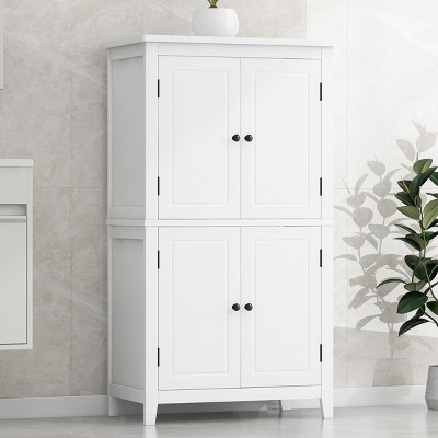 Bathroom Storage Cabinets With 4 Doors And Adjustable Shelves, Bathroom Cabinets With Anti-Tipping Device-Cuddlewood