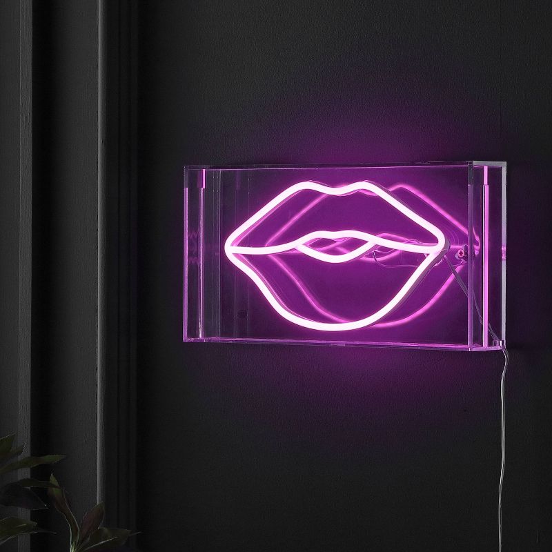 11.88&#34; x 5.88&#34; Lips Contemporary Glam Acrylic Box USB Operated LED Neon Light Pink - JONATHAN Y, 3 of 6