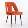 Akoasm Set of 2 Modern Velvet Upholstered Dining Chair with Nailheads and Gold Tipped Black Metal Legs For Dining Room & Kitchen-Orange - 4 of 4