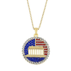 Anna-Kaci 4th of July USA American Flag Pendant Lincoln Memorial Round Elephant Necklace  for Women Men, Round - 1 of 4