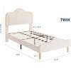 Twin Size Upholstered Bed Frame with Adjustable Headboard and Footboard, Velvet Princess Platform Bedframe for Kids/Girls, Wooden Slats Support - 2 of 4