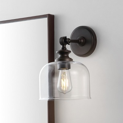 Victorian-Inspired Bronze Wall Sconce with Clear Glass Shade, Set of 2