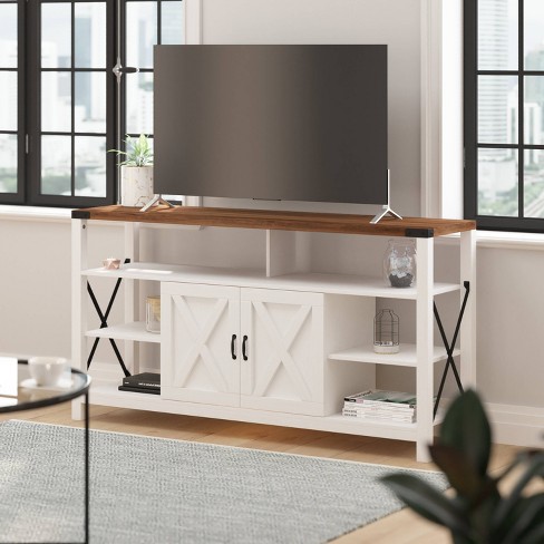 White modern farmhouse on sale tv stand