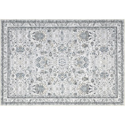 Washable Area Rug - Vintage Oriental Carpet, Soft Faux Wool, Non-Slip Stain Resistant for Kitchen, Living Room, Bedroom, Office
