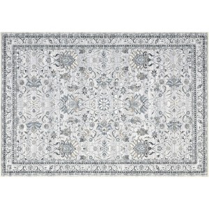 Washable Area Rug - Vintage Oriental Carpet, Soft Faux Wool, Non-Slip Stain Resistant for Kitchen, Living Room, Bedroom, Office - 1 of 4