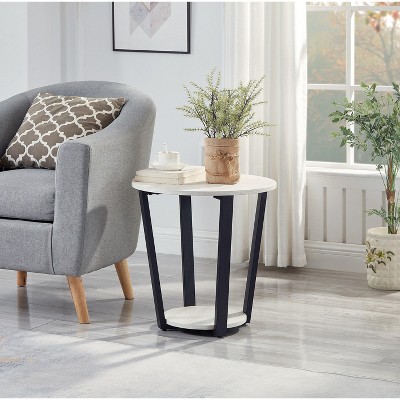 Roundhill Furniture Elysian Contemporary Round End Table with Shelf