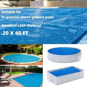 20*40 FT Solar Pool Cover – 300μm Thick Heat Retaining Solar Blanket for In-Ground & Above-Ground Pools, Heavy-Duty UV-Resistant Bubble Wrap Design - 1 of 4