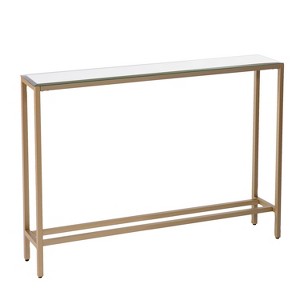 Dillard Narrow Console Table Gold - Aiden Lane: Luxury Glam Style, Iron & MDF, Mirrored Top - 1 of 4