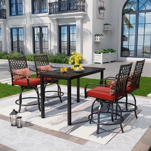 Captiva Designs 5pc Outdoor Patio Dining Steel Bar Table & High Bar Swivel Stools - 1 of 4