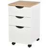 HOMCOM 3-Drawer Storage Cabinet with Wheels for Home Office, White - 4 of 4