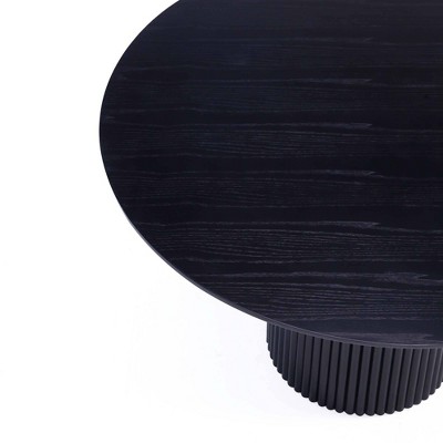 Black Ash Wood Round Dining Table with 4 Cane Chairs