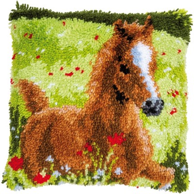 Vervaco Cushion Latch Hook Kit 16"X16"-Frisky Foal