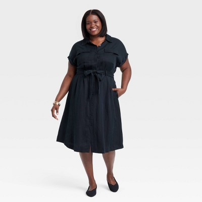 Women's Short Sleeve Midi Utility Shirtdress - A New Day™