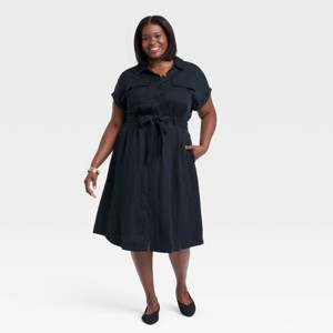 Women's Short Sleeve Midi Utility Shirtdress - A New Day™ - 1 of 3