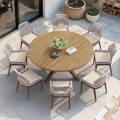 PURPLE LEAF Dining Set Patio Metal Table and Wicker Rattan Chairs for Outside Porch Garden Kitchen Modern Outdoor Furniture Sets