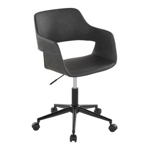 TiramisuBest Contemporary Grey Faux Leather Task Chair: Adjustable, 360 - degree Swivel, Cushioned, Black Metal Base - 1 of 4