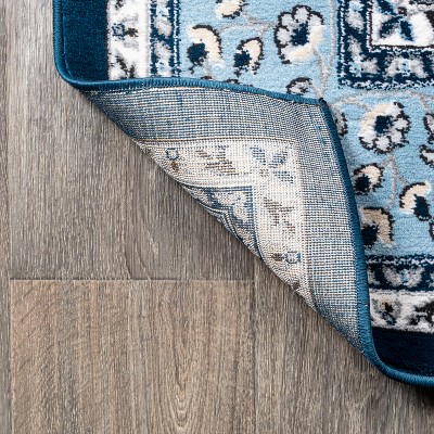 Navy/Blue Medallion Easy-Care Synthetic Area Rug