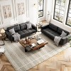 Modern 3-Seater Sofa and 2 Removable Back Cushions for Living Room,Faux Leather Sofa Couch with Spring Cushion, Easy Assembly for Small Spaces - 2 of 4
